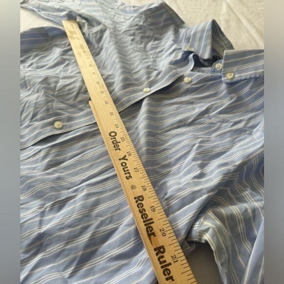 Lands End blouse. 3/4 quarter sleeves. Blue and white - Picture 3 of 10